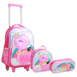 Mochila Infantil Com Estojo E Lancheira Flamingo Rosa Yepp