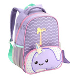Mochila Infantil Escolar Menino E Menina Animais Creche Cor Baleia