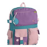 Mochila Infantil Feminina Fundo Do Mar C/ Chaveiro Baleia