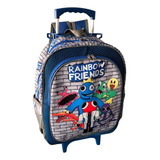 Mochila Infantil Rainbow Friends Azul Babão Tam G Rodinhas