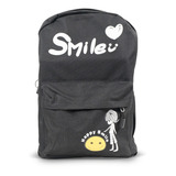 Mochila Juvenil Happy Smile Personalizada (preta)