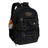 Mochila Kvn Lona Viagem Masculina Feminina Notebook 15 Cor Preto