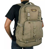 Mochila Masculina De Lona Grande Reforçada Camping Trilha Cor Verde