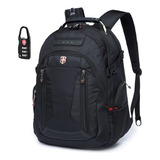 Mochila Masculina Executiva Alça Cabo Aço Reforçada Notebook Cor Preto Desenho Do Tecido Liso