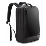 Mochila Masculina Executiva Premium Partes Couro Preta Luxo Cor Preto Desenho Do Tecido Liso