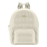 Mochila Moleca Bolso Frontal Detalhe Matelasse Cor Branco