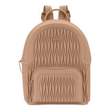 Mochila Moleca Bolso Frontal Detalhe Matelasse Cor Nude