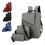 Mochila Notebook Kit 3 Bolsas Bag Usb Impermeável Moderna