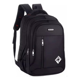 Mochila Notebook Viagem Escolar Multifuncional Preta Branca Cor Preto Desenho Do Tecido Liso
