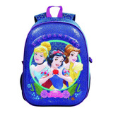 Mochila Princesas Disney 3d Paete Azul 52131