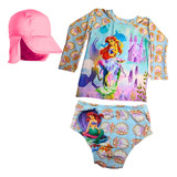 Moda Praia Biquini Infantil Chapéu Menina Proteção Uv 50 Sol