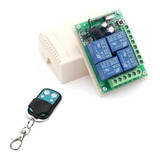 Módulo Relê Rf Receptor 12v Dc 4 Canais + Controle Rf 433mhz