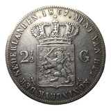 Moeda 2 1/2 Gulden 1867 Prata Holanda 