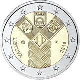 Moeda 2 Euro Comemorativa Lituânia 2018 Estados Bálticos Fc