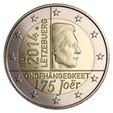 Moeda 2 Euro Comemorativa Luxemburgo 2014