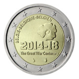Moeda 2 Euros Comemorativa Bélgica 2014 1ª Guerra Mundial Fc