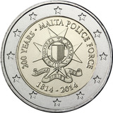 Moeda 2 Euros Comemorativa Malta 2014 Polícia De Malta Fc