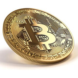 Moeda Bitcoin Física Cor Ouro P/