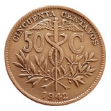 Moeda Bolívia 50 Centavos 1942 Bronze Antiga Rara 106-247