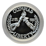 Moeda Comemorativa Eua Prata Pura 1988 Olimpiadas Proof S