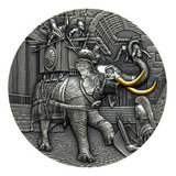 Moeda De Prata ,999 2oz Niue 2022 - Elefantes De Guerra