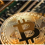 Moeda Física Bitcoin Banhada A Ouro