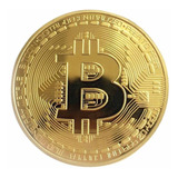 Moeda Física Bitcoin Dourada Banhada Ouro Colecionador
