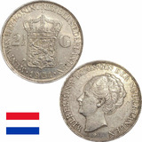 Moeda Holanda - 2 1/2 Gulden - 1931 - Sob - Prata 720