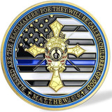 Moeda Medalha Cruz Fé Policia Segurança Vidas Azuis Importam