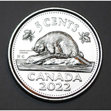 Moeda Nickel 5 Cents Canada Beaver 2022 Flor De Cunho