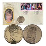 Moeda Oficial 1998 Lady Diana Niue Lacrada E 4 Selos Postais