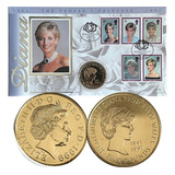 Moeda Oficial 1999 Lady Diana Lacrada E 5 Selos Postais