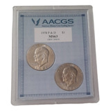Moeda Usa Set One Dólar Eisenhower No Acrílico 1978 P E D