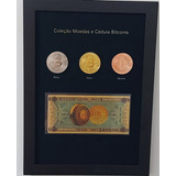 Moedas Bitcoins Ouro Prata Bronze E Cédula Completo
