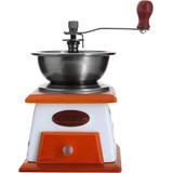 Moedor Manual De Café Retrô Com A Base Em Cerâmica Cor Branco