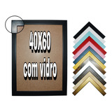 Moldura 40x60 Em Madeira Lisa Laqueada Com Vidro E Fundo