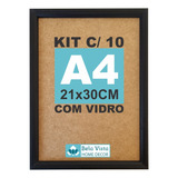Moldura A4 Com Vidro, P/ Diploma, Certificado Kit C 10 Peças