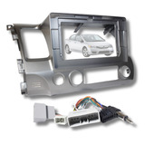 Moldura Do Painel 2din Grafite Honda Civic 2008 C/ Cabos 10 