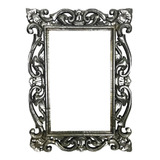 Moldura P/ Espelho Entalhada Madeira Bali Prata 70cmx50cm