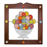 Moldura Quadro Rústico Madeira Demolição 65cm Branco Flores