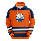 Moletom Blusa Oilers Edmonton Hockey Laranja Casual Ref0638