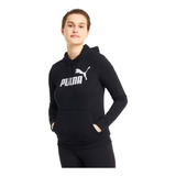 Moletom Blusão Puma Feminino Com Capuz Logo Hoodie Preto