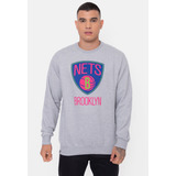 Moletom Nba Neon Colors Brooklyn Nets Cinza Mescla