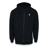 Moletom New Era Nba Logoman Fur Aberto Peluciado Preto