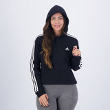 Moletom adidas 3 Stripes Feminino Preto E Branco