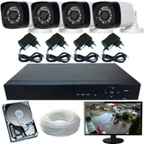 Monitoramento Residencial 4 Câmeras+dvr+monitor+acessórios