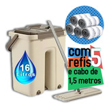 Mop Lava E Seca Flat Multiuso Vertical + Extensão + 5 Refil