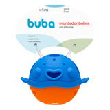 Mordedor Para Bebê Silicone Flexível C/ Chocalho Baleia Buba Cor Azul