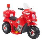 Moto Elétrica Infantil Luz Sirene Polícia E Baú Vermelho 