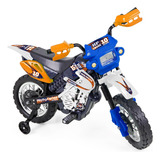 Moto Elétrica Motocross Azul Infantil -